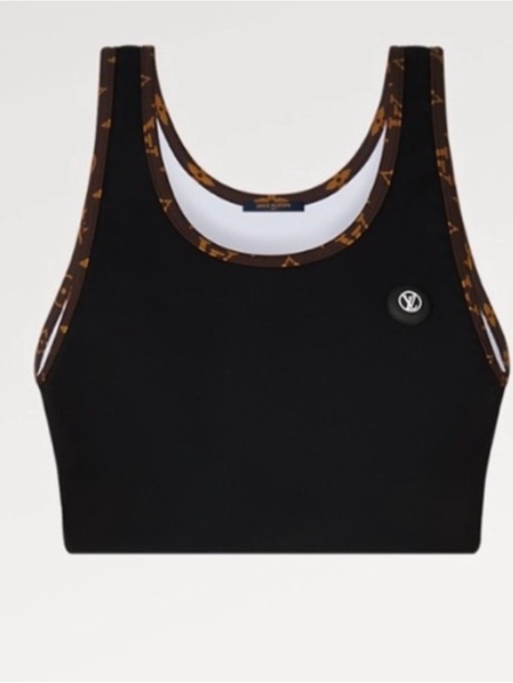 Louis Vuitton Black Sports Bralette with Brown Monogram Trim